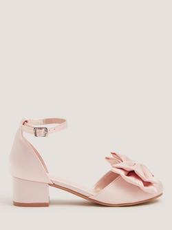 Monsoon Kids' Satin Bow Block Heel Shoes, Pink, Pink