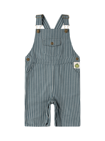 Little Green Radicals Kids' Striped Dungaree Shorts, Navy, Navy