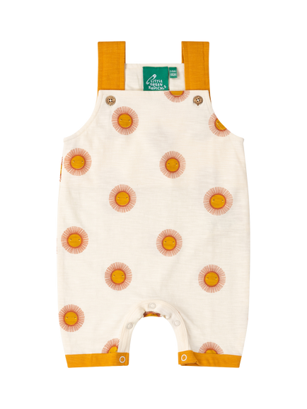 Little Green Radicals Baby Organic Cotton Sun Print Dungaree Shorts, Cream, Cream