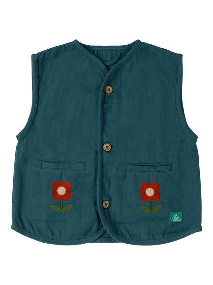 Little Green Radicals Kids' Flowers Spring Gilet, Blue, Blue