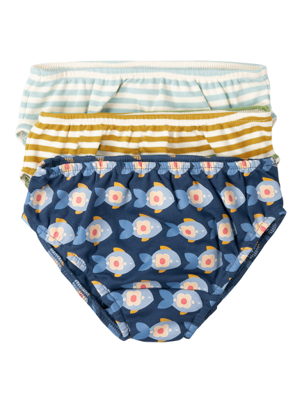 Little Green Radicals Kids' Organic Cotton Briefs, Pack of 3, Blue, Blue