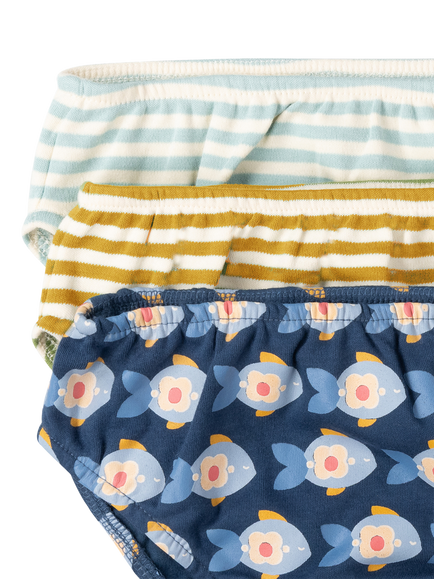 Little Green Radicals Kids' Organic Cotton Briefs, Pack of 3, Blue - view 2, Blue