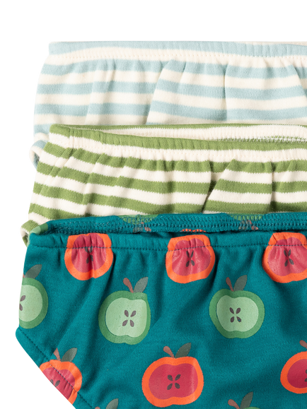 Little Green Radicals Kids' Organic Cotton Briefs, Pack of 3, Blue - view 2, Blue
