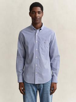 GANT Button Down Stripe Cotton Poplin Shirt, College Blue, College Blue