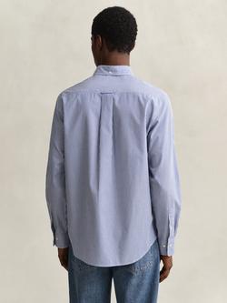 GANT Button Down Stripe Cotton Poplin Shirt, College Blue - view 2, College Blue