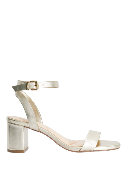 Dune London Medina Leather Block Heel Sandals, Gold, Gold