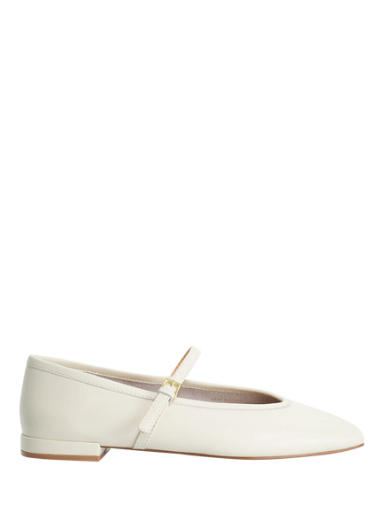 Dune London Hearthrob Leather Mary Jane Ballerina Pumps, Ecru