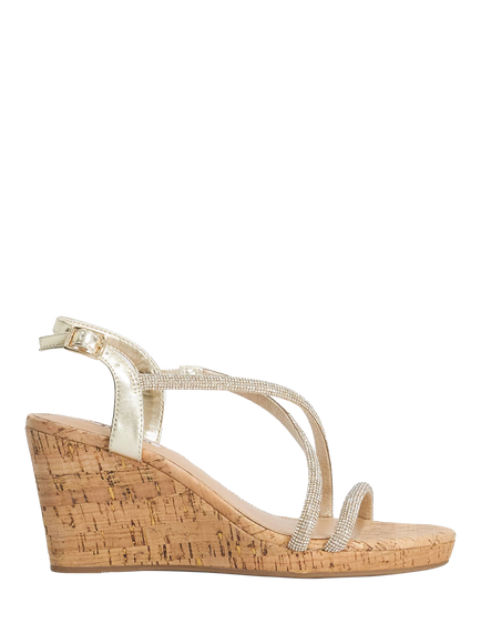 Dune London Kiikii Embellished Cork Wedge Sandals, Gold, Gold