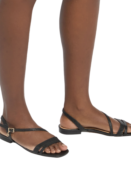 Dune London Levon Leather Flat Strappy Sandals - view 2, Black