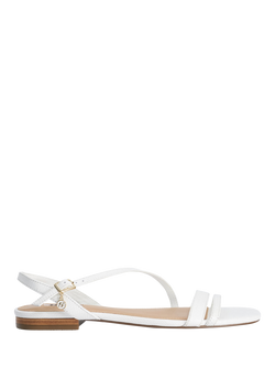 Dune London Levon Leather Flat Strappy Sandals, White