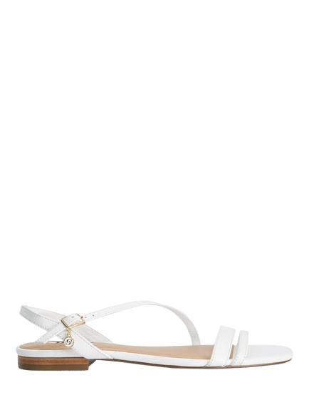 Dune London Levon Leather Flat Strappy Sandals, White
