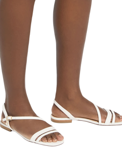 Dune London Levon Leather Flat Strappy Sandals - view 2, White