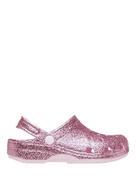 Crocs Kids' Classic Chunky Glitter Clog Sandals, Pink, Pink