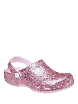 Crocs Kids' Classic Chunky Glitter Clog Sandals, Pink - view 2, Pink