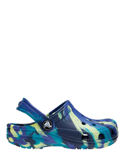 Crocs Kids' Marbled Classic Clogs, Navy/Turbo Teal