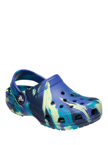 Crocs Kids' Marbled Classic Clogs - view 2, Navy/Turbo Teal