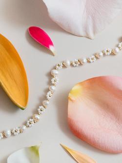 Orelia Floral Stationed Beaded Bracelet, Pearl - view 2, Pearl