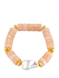 Orelia Statement Pearl and Bead Bracelet, Pink, Pink