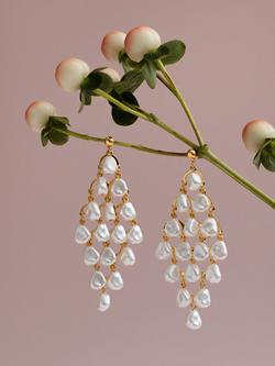 Orelia Statement Chandelier Drop Earrings, Pearl - view 2, Pearl
