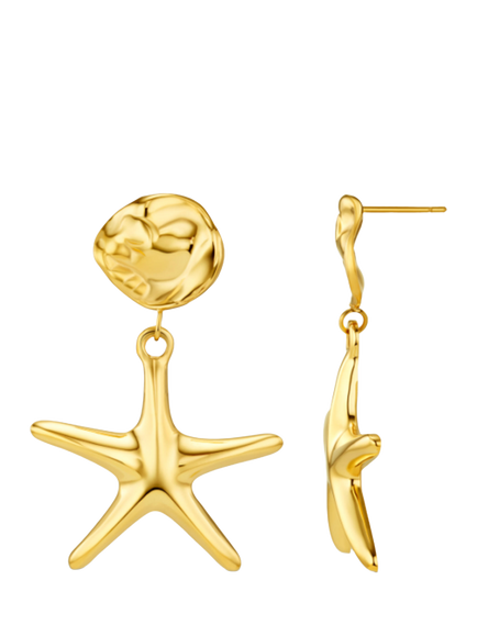Orelia Waterproof LUXE Statement Starfish Earrings, Gold, Gold