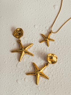 Orelia Waterproof LUXE Statement Starfish Earrings, Gold - view 2, Gold