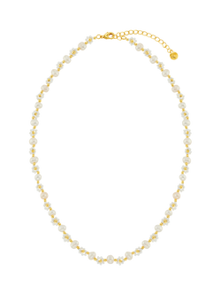 Orelia Floral Stationed Pearl Beaded Necklace, Gold - view 2, Gold