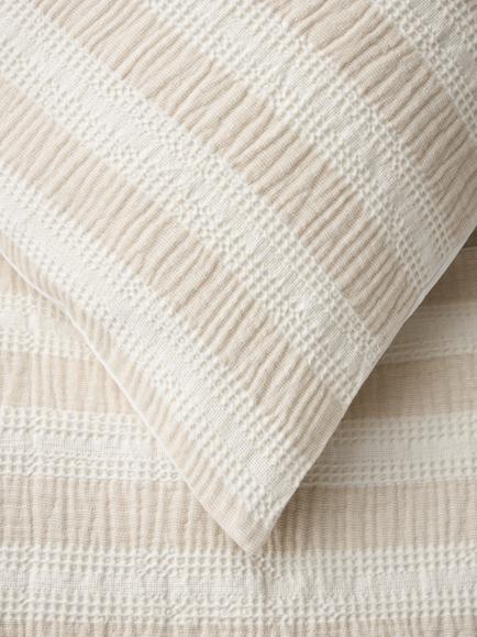 John Lewis Lotus Pure Cotton Waffle Duvet Cover Set, Natural - view 2, Natural