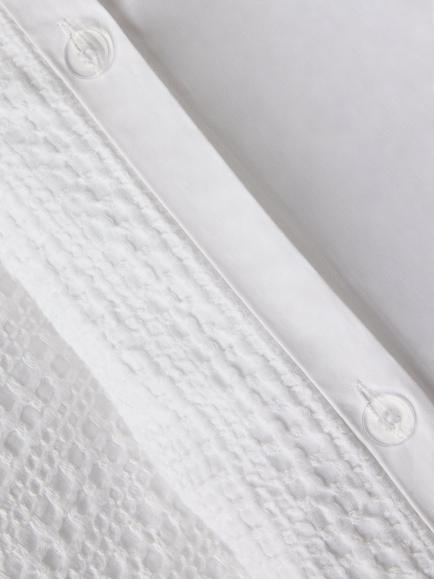 John Lewis Waffle Stripe Duvet Cover Set, White - view 2, White