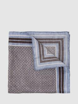 Reiss Curzio Silk Micro Geometric Print Pocket Square, Soft Blue, Soft Blue