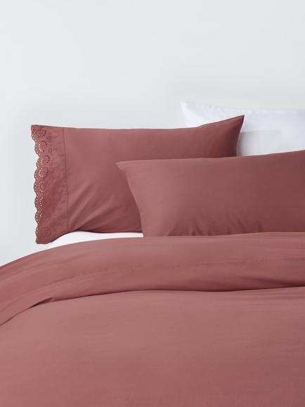 John Lewis Rhoda Embroidered Duvet Cover Set, Pink, Pink