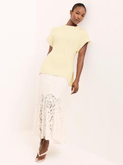 Mint Velvet Ribbed Longline Wool Blend Top, Yellow/Multi, Yellow/Multi