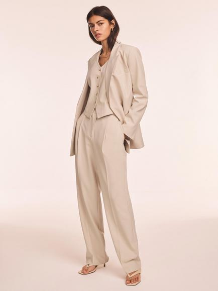 Mint Velvet Buckle Detail Tapered Trousers, Natural Stone - view 2, Natural Stone