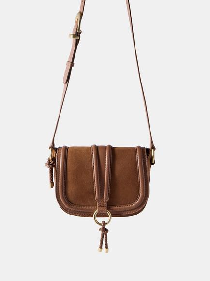 Mint Velvet Pure Suede Saddle Bag, Tan Brown, Tan Brown