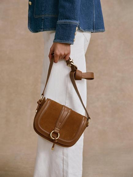 Mint Velvet Pure Suede Saddle Bag, Tan Brown - view 2, Tan Brown