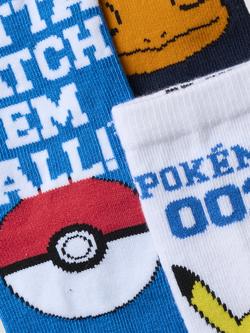 NAME IT Kids' Pokemon Socks, Pack of 3, Navy/White/Blue - view 2, Navy/White/Blue