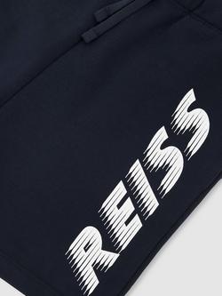 Reiss Kids' Terek Logo Print Drawstring Shorts, Navy - view 2, Navy