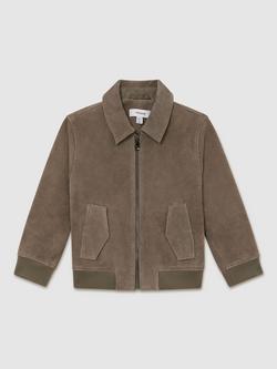 Reiss Kids' Sainsie Suede Jacket, Green, Green