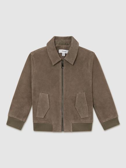 Reiss Kids' Sainsie Suede Jacket, Green, Green