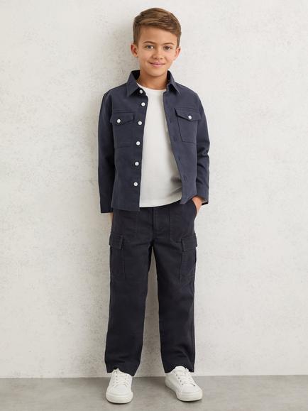 Reiss Kids' Patch Pocket Overshirt, Navy