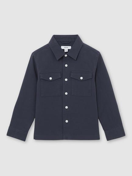 Reiss Kids' Patch Pocket Overshirt - view 2, Navy