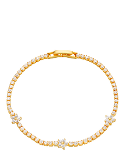 Orelia Flower Stationed Tennis Bracelet, Gold, Gold/Crystal