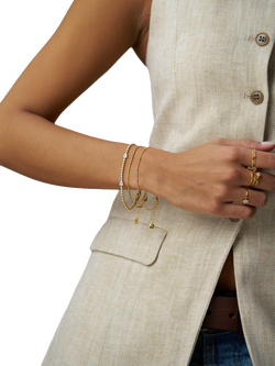 Orelia Flower Stationed Tennis Bracelet, Gold - view 2, Gold/Crystal