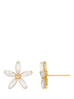 Orelia Crystal Daisy Stud Earrings, Gold/Pearl, Gold/Pearl