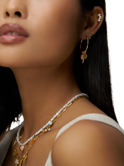 Orelia Eclectic Mixed Charm Mid-Size Hoop Earrings, Gold - view 2, Gold