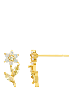 Orelia Pastel Crystal Flower Stud Earrings, Gold, Gold