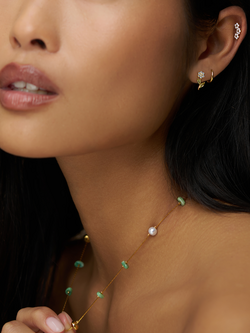 Orelia Pastel Crystal Flower Stud Earrings, Gold - view 2, Gold