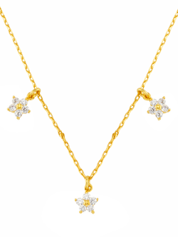 Orelia Crystal Flower Multi Drop Charm Necklace, Gold, Gold