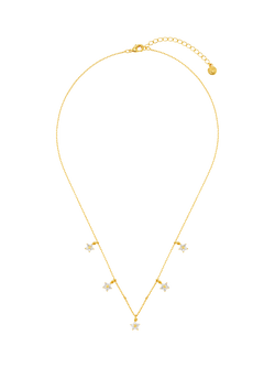 Orelia Crystal Flower Multi Drop Charm Necklace, Gold - view 2, Gold
