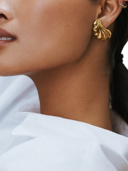 Orelia Waterproof LUXE Statement Shell Earrings, Pale Gold - view 2, Pale Gold