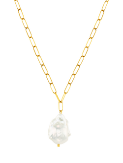 Orelia Waterproof LUXE Statement Pendant Necklace, Gold/Pearl, Gold/Pearl